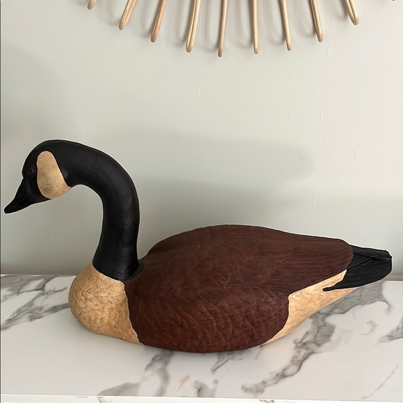 Vintage Large Handcrafted Duck Decoy Folk Art Canadian Goose Signed 1985